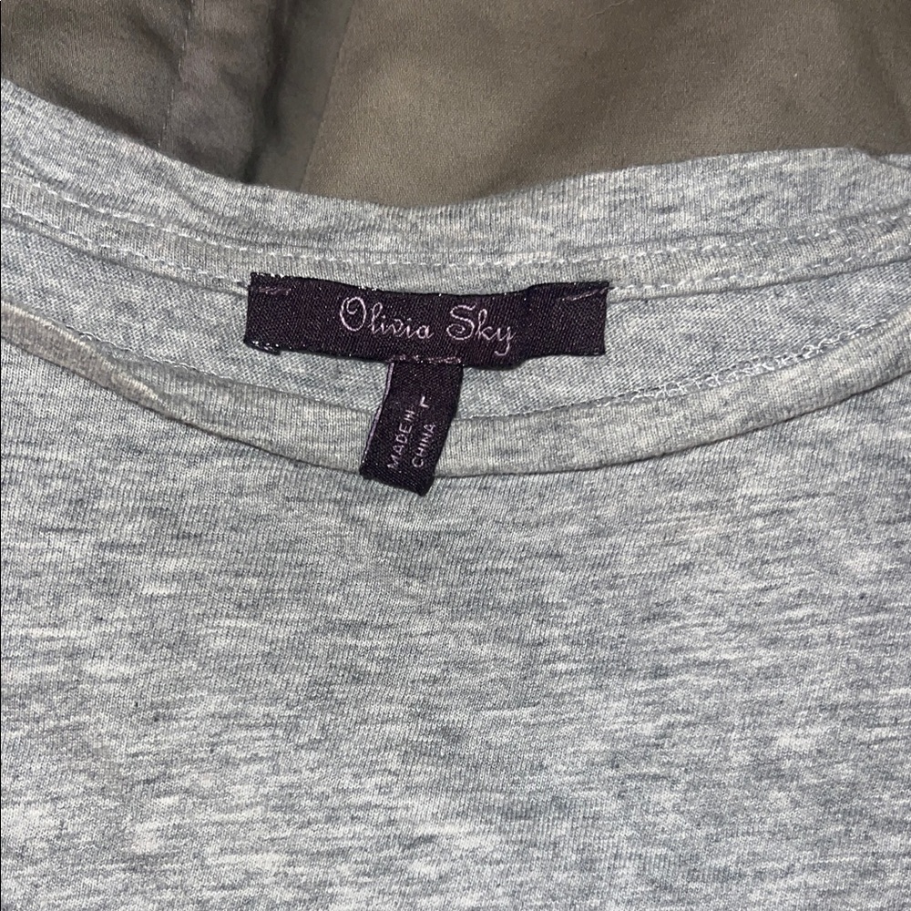 Olivia Sky Light Gray Short Sleeve Top - Picture 2 of 8